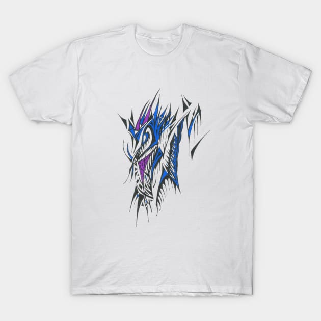 Dragon Unique Blue Purple Black White Colorful Abstract Art T-Shirt by Unique Black White Colorful Abstract Art